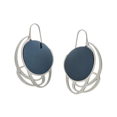Pebble Earrings Small Multi Line - Navy - inSync design