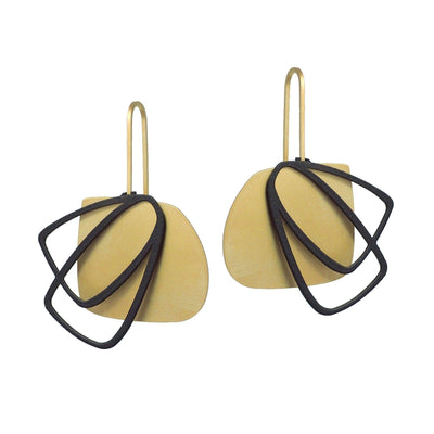 X2 Medium Solid Earrings - Gold/ Black - inSync design