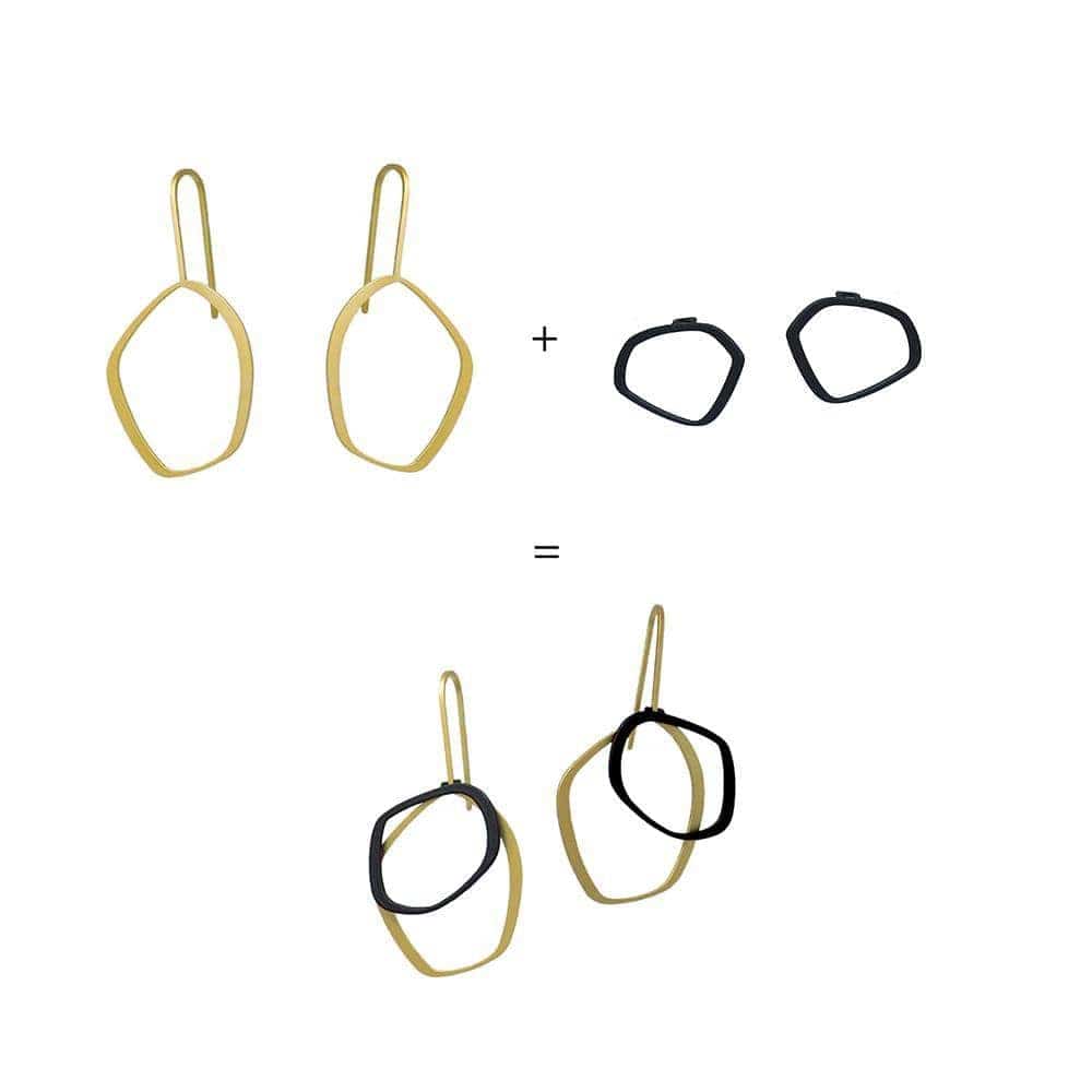X2 Small Outline Earrings - Gold/ Black - inSync design