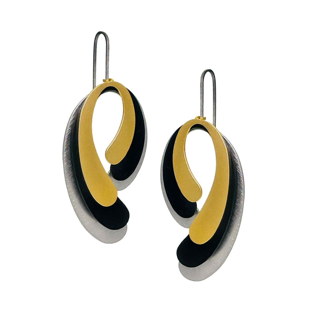 X2 Eclipse Earrings - Raw/ Gold/ Black - inSync design