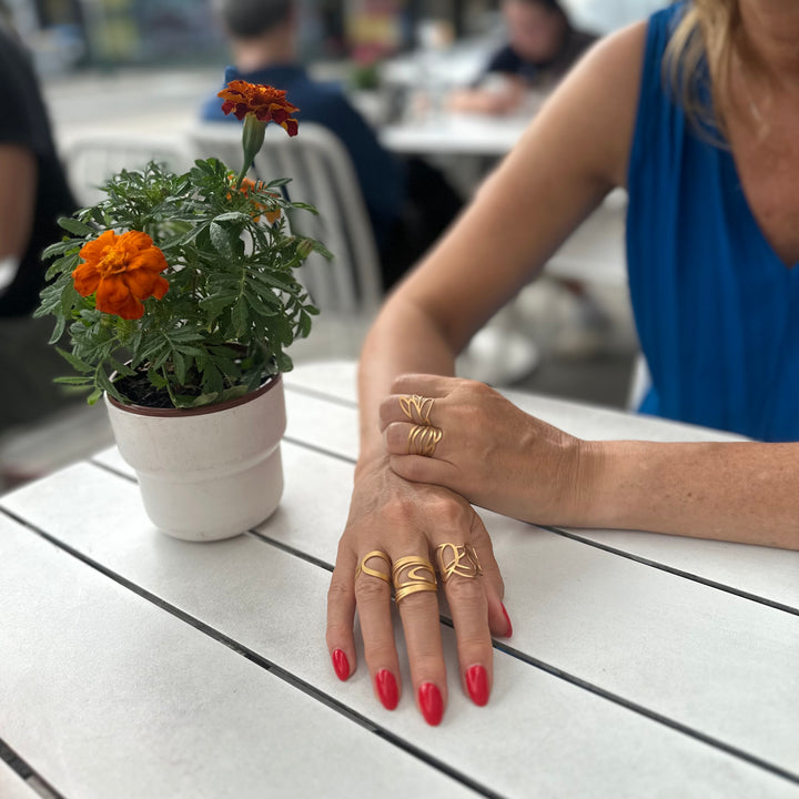 Clique Ring - 22ct Matt Gold Plate - inSync design