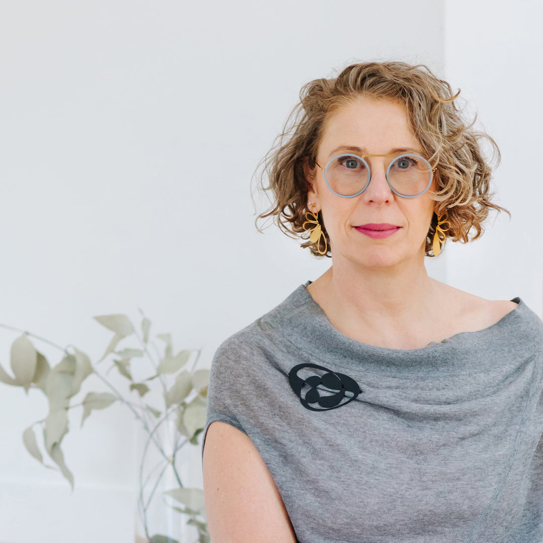 Florish Stud Earrings - Matt Black Plate - inSync design