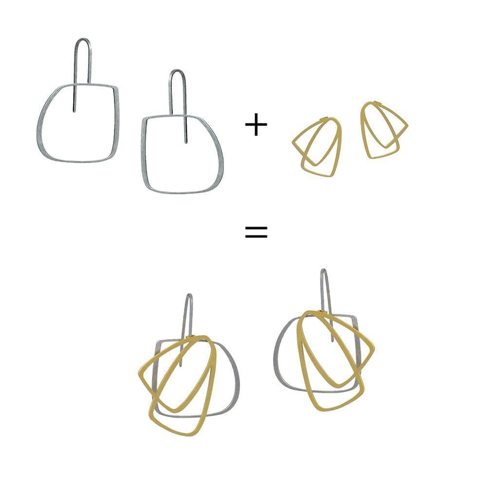 X2 Medium Outline Earrings - Gold/ Black - inSync design