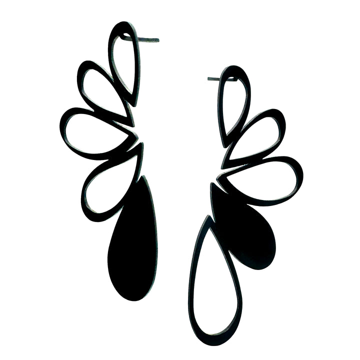 Florish Stud Earrings - Matt Black Plate - inSync design