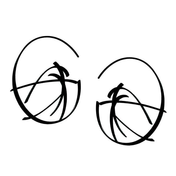 Flux Hoop Earrings - Matt Black Plate