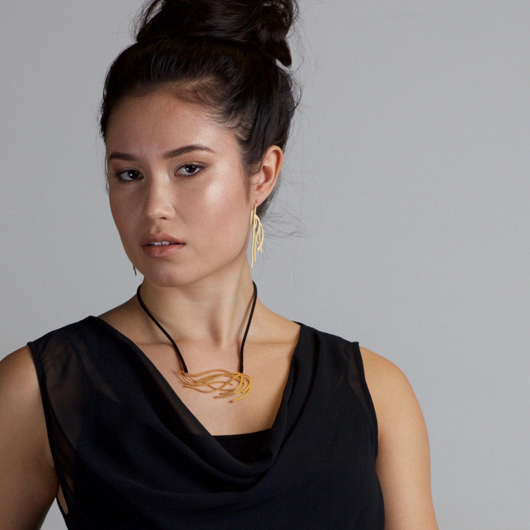 Kelp Earrings - 22ct Matt Gold Plate - inSync design
