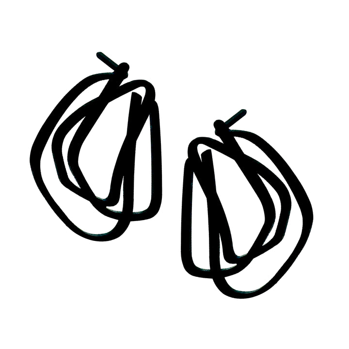 Loop Stud Earrings - Matt Black Plate