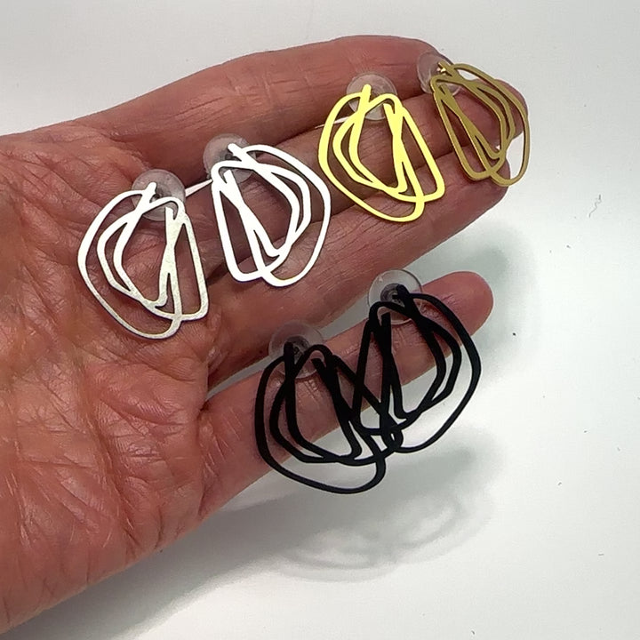 Loop Stud Earrings - Raw Stainless Steel