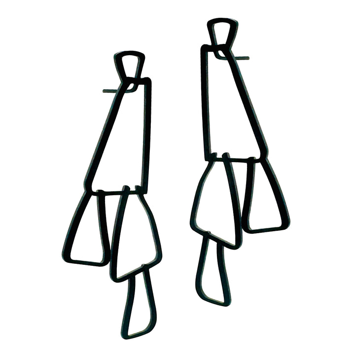 Swing Stud Earrings - Matt Black Plate