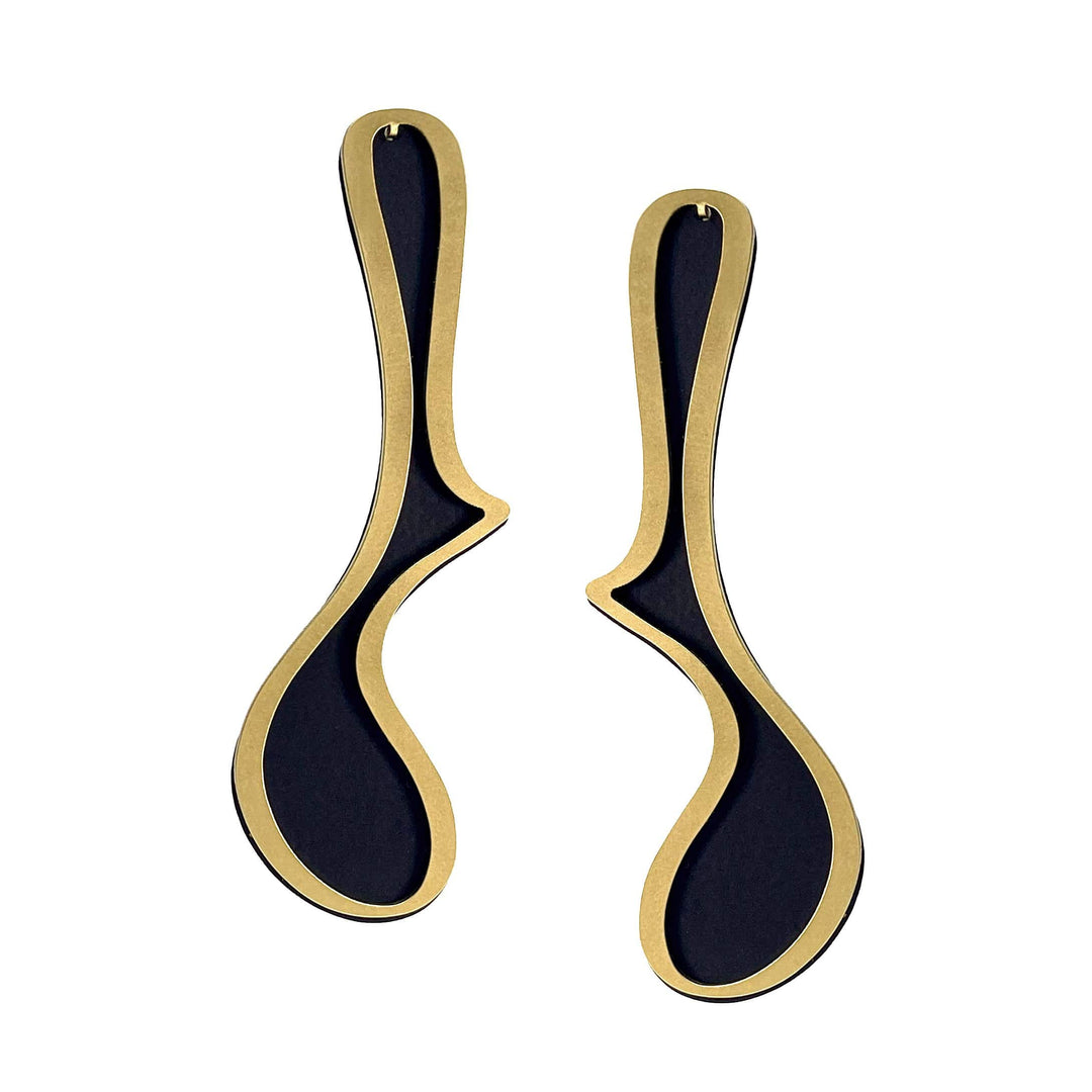 X2 Meander Stud Earrings - Gold/ Black - inSync design