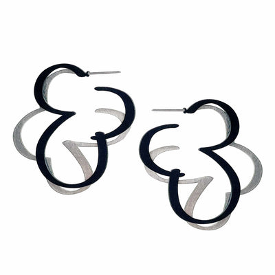 X2 Puff Hoop Earrings - Gold/ Black - inSync design