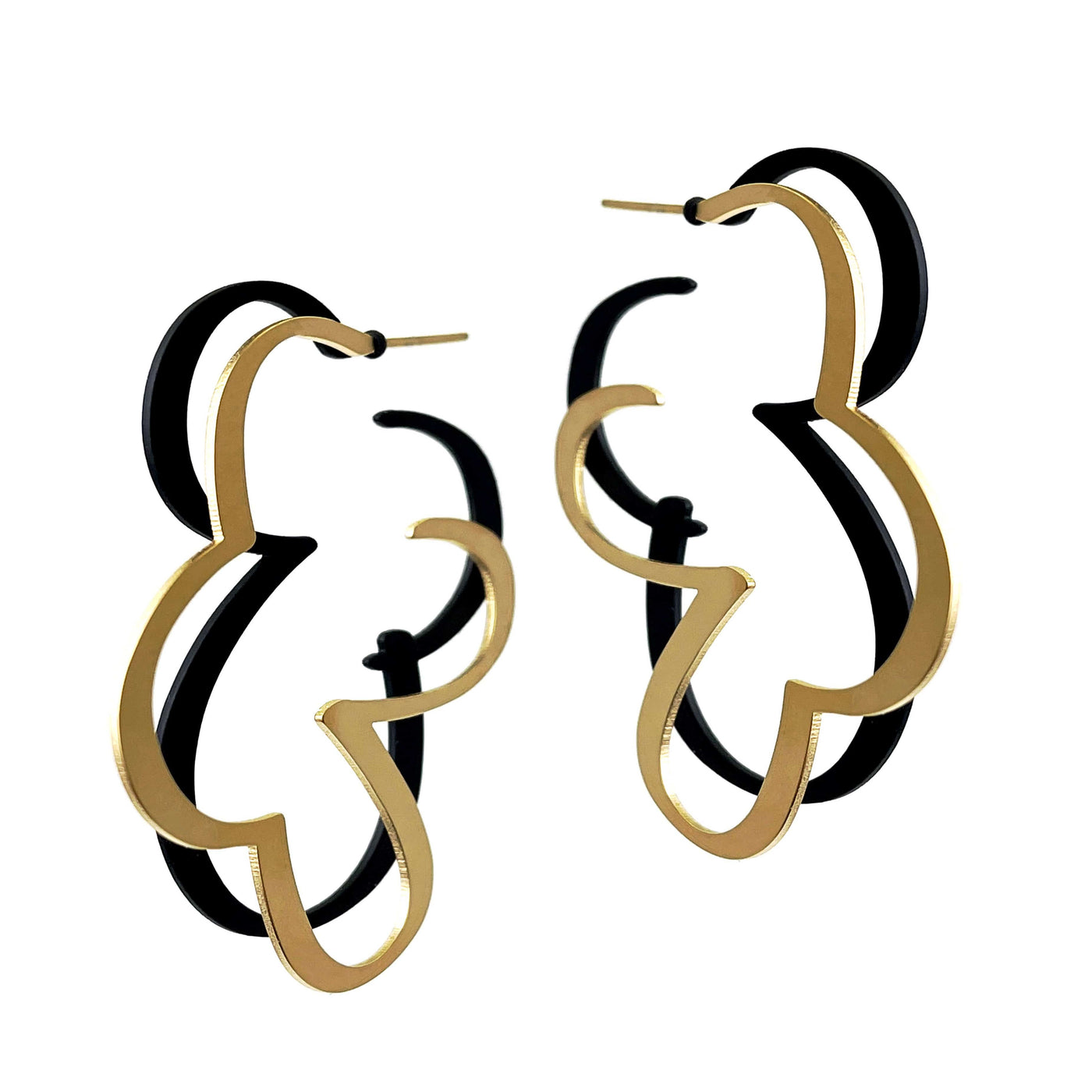 X2 Puff Hoop Earrings - Gold/ Black - inSync design