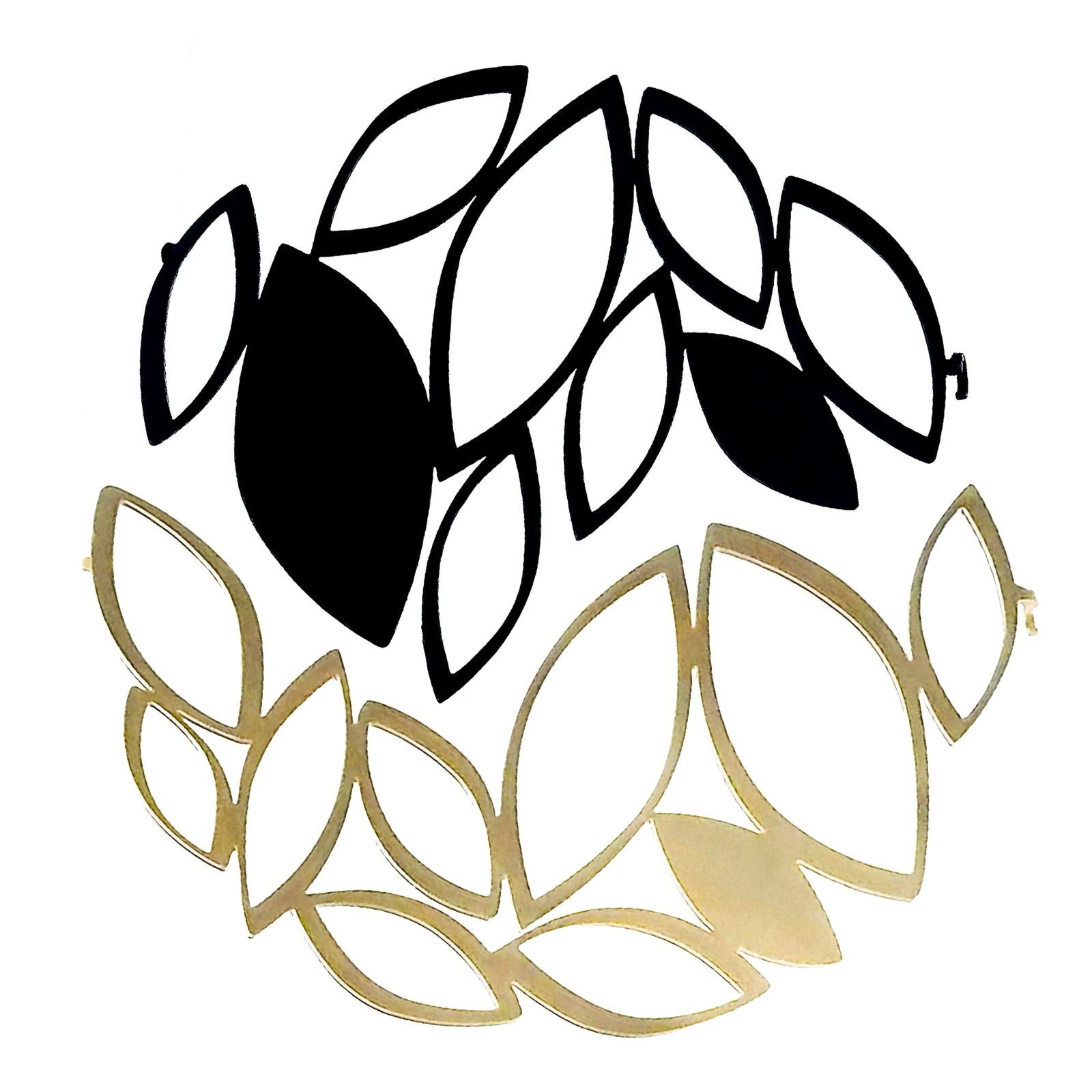 X2 Stillness Brooch Set with small Black brooch and large Matt Gold brooch