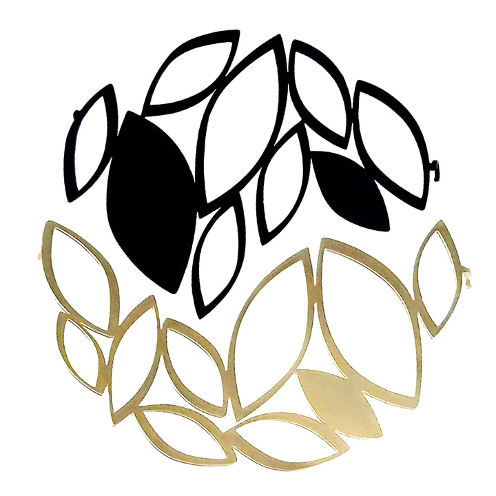 X2 Stillness Brooch Set with small Black brooch and large Matt Gold brooch