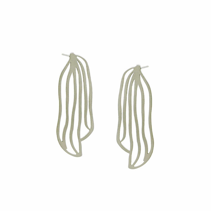 Drape Stud Earrings - Raw Stainless Steel - inSync design