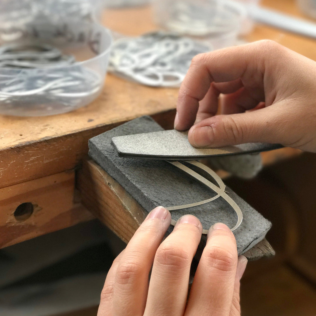 Inverse Earrings - Raw Stainless Steel - inSync design
