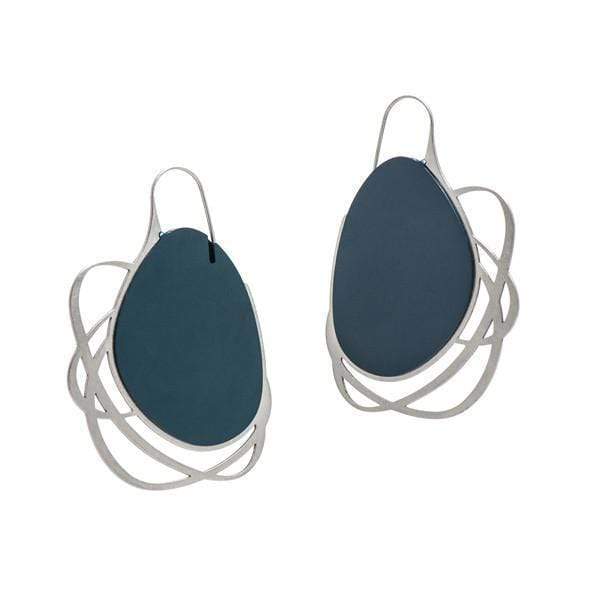 Pebble Earrings Large Multi Line - Navy - inSync design