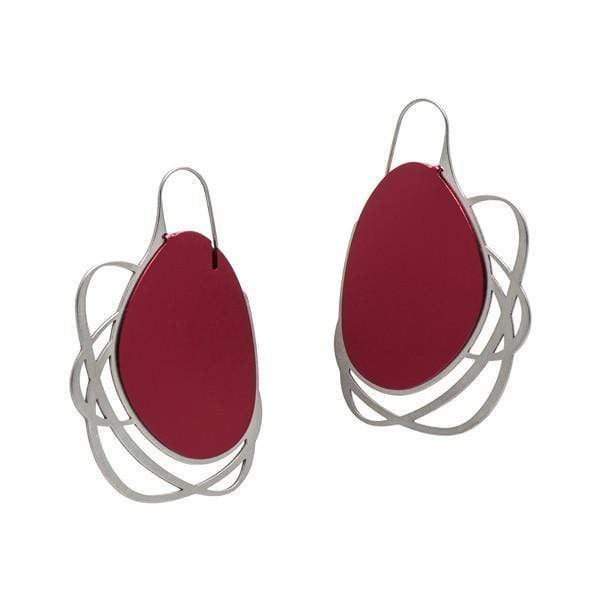 Pebble Earrings Large Multi Line - Ruby - inSync design