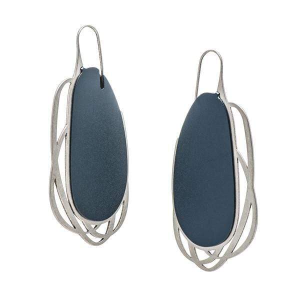 Pebble Earrings Long Multi Line - Navy - inSync design