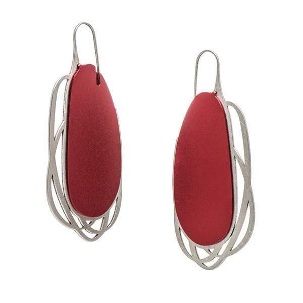 Pebble Earrings Long Multi Line - Ruby - inSync design