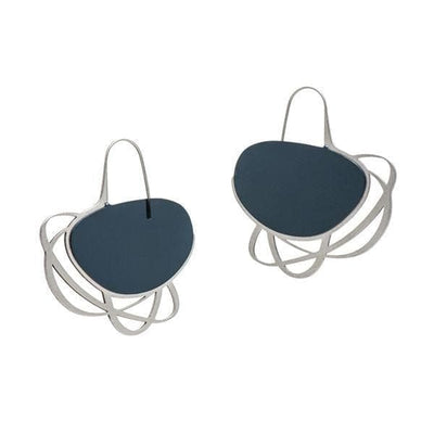 Pebble Earrings Medium Multi Line - Navy - inSync design