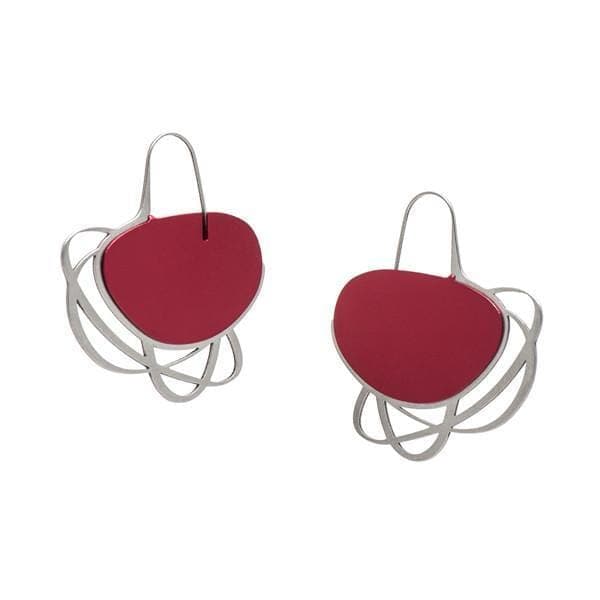 Pebble Earrings Medium Multi Line - Ruby - inSync design