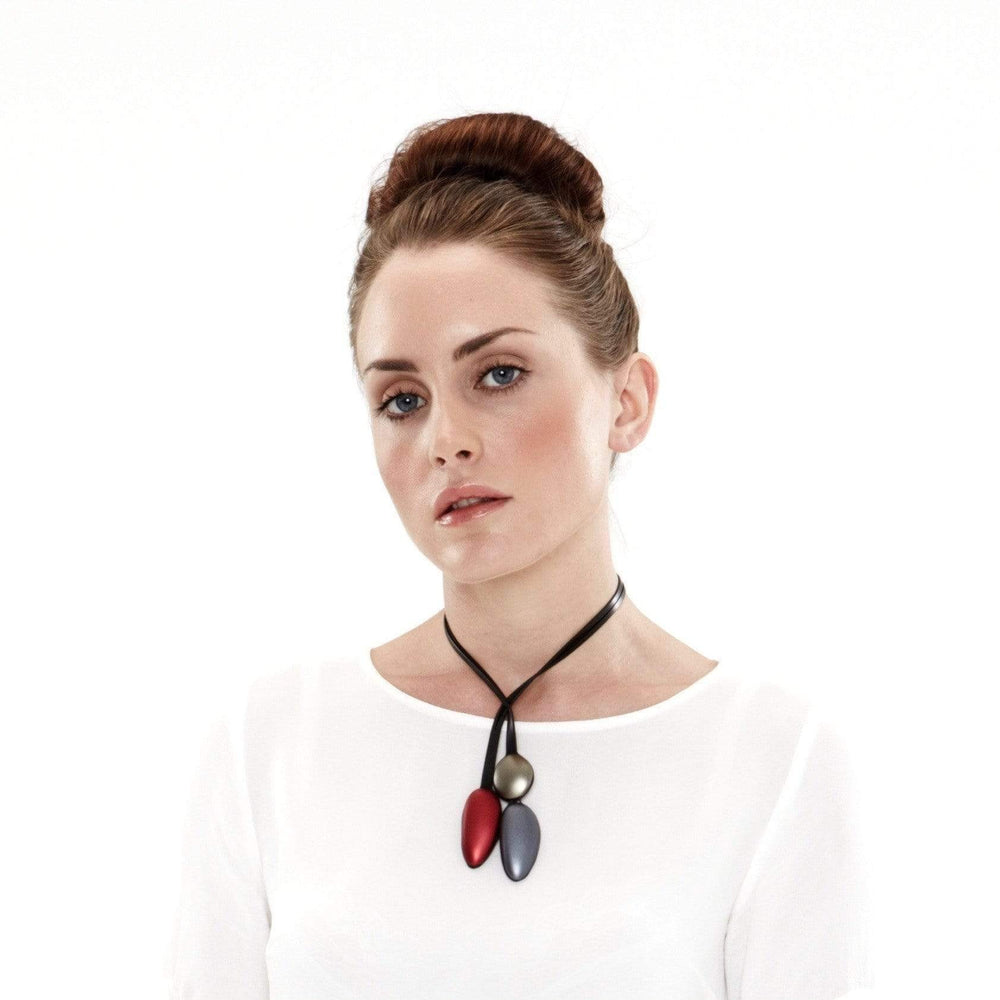 Triple Pebble Necklace - Navy/ Mauve/ Stone - inSync design