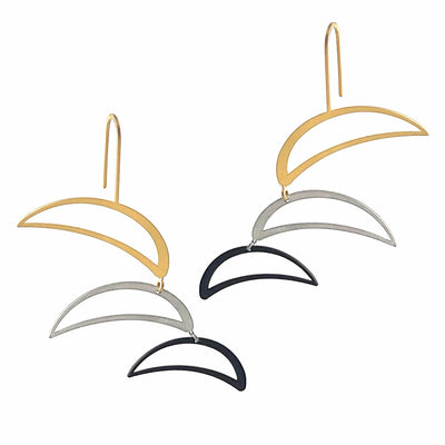 X2 Aerial Earrings - Raw/ Gold/ Black - inSync design