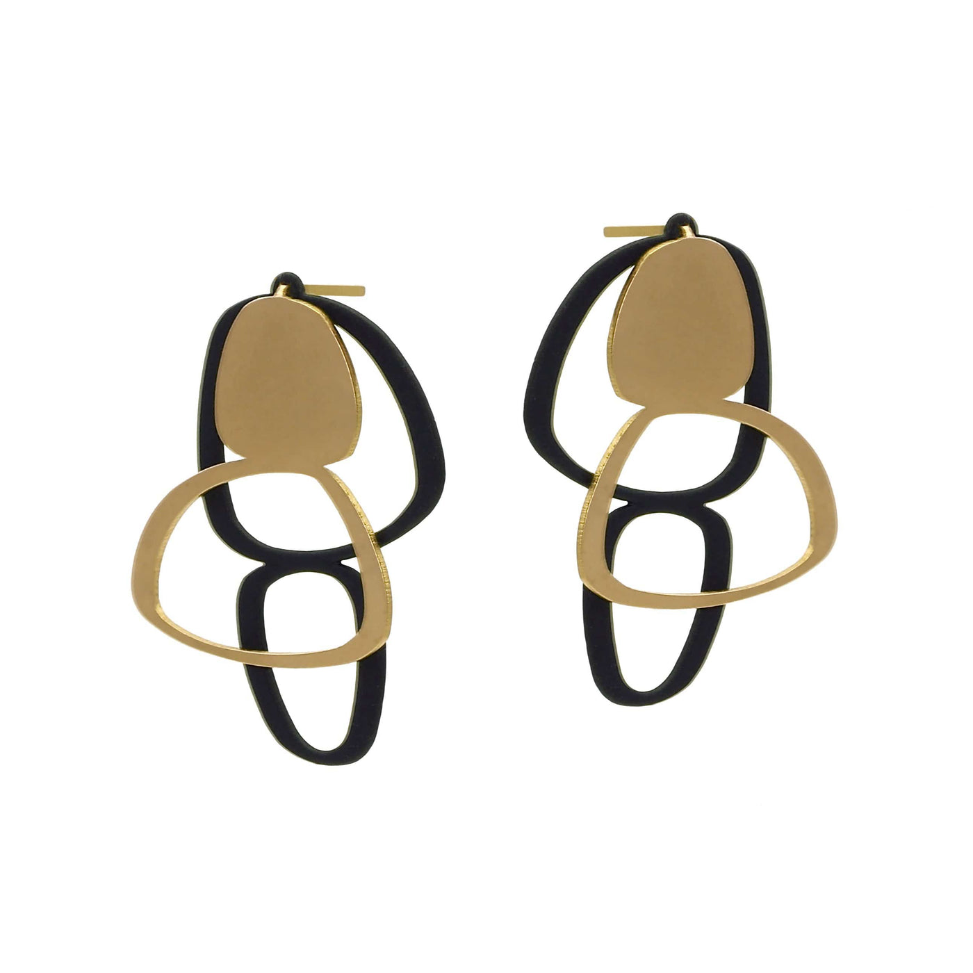 X2 Boulder Stud Earrings - Gold/ Black - inSync design