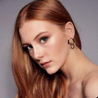 X2 Boulder Stud Earrings - Raw/ Black