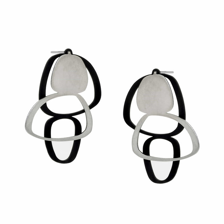 X2 Boulder Stud Earrings - Raw/ Black - inSync design