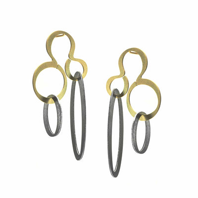 X2 Hang Stud Earrings - Gold/ Black - inSync design