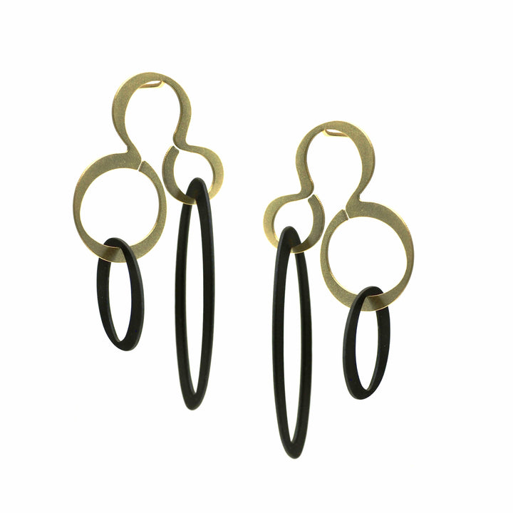 X2 Hang Stud Earrings - Gold/ Black - inSync design