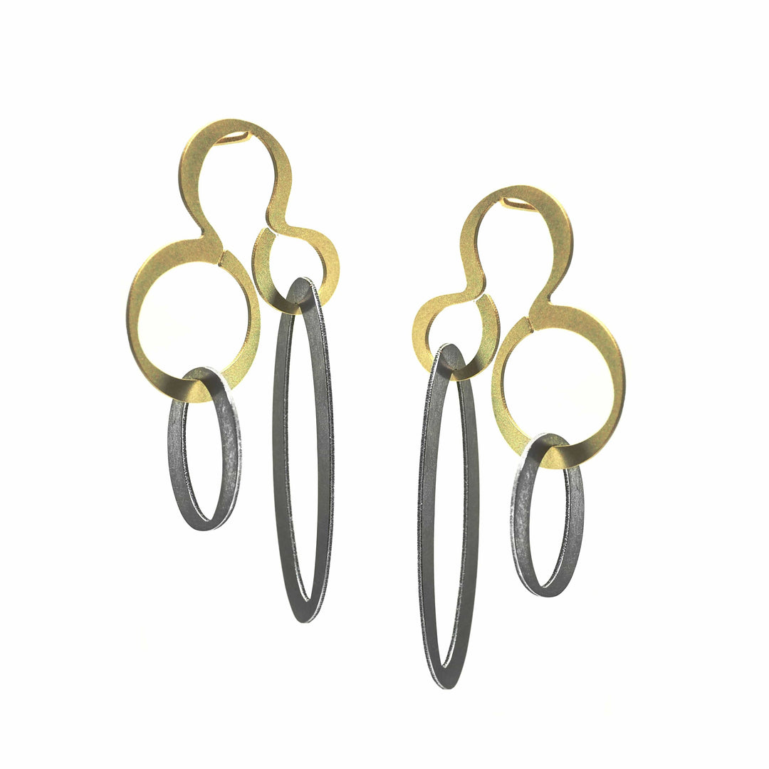 X2 Hang Stud Earrings - Raw/ Gold - inSync design