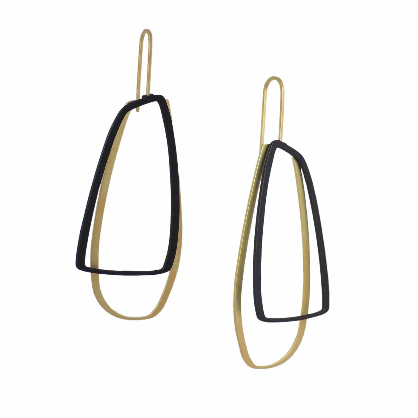 X2 Large Outline Earrings - Raw/ Black - inSync design