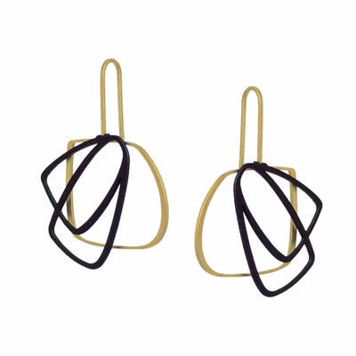 X2 Medium Outline Earrings - Gold/ Raw - inSync design