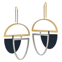 X2 Plunge Earrings - Raw/ Gold/ Black