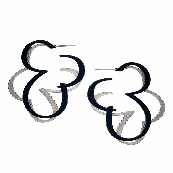 X2 Puff Hoop Earrings - Raw/ Black - inSync design