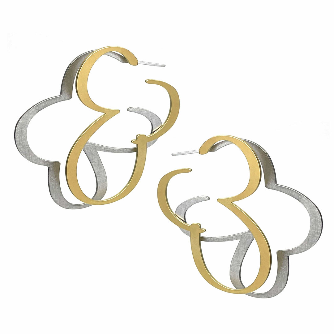 X2 Puff Hoop Earrings - Raw/ Gold - inSync design