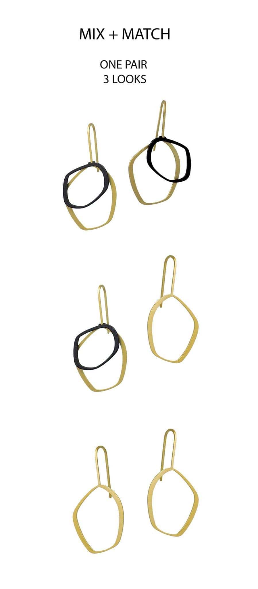 X2 Small Outline Earrings - Gold/ Black - inSync design