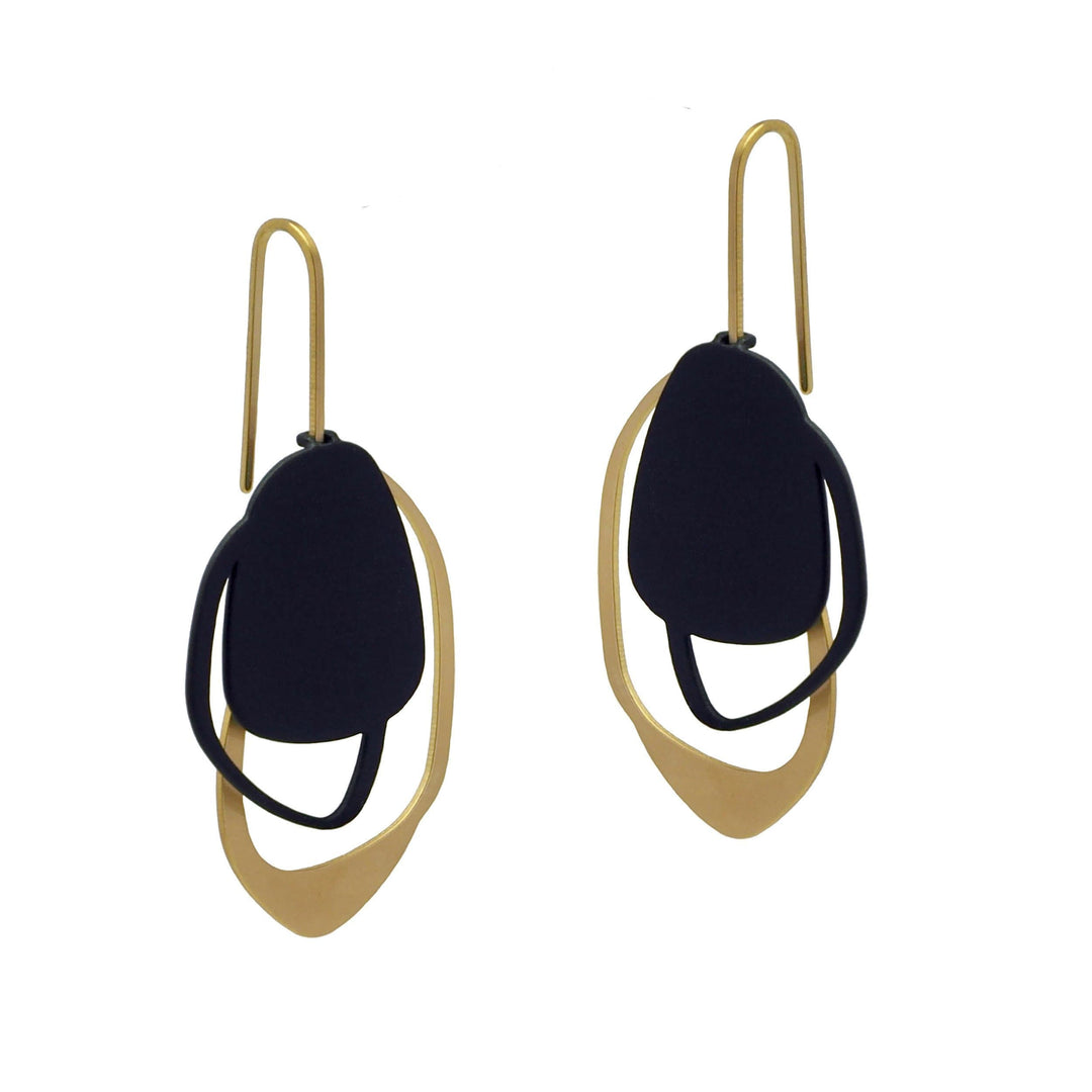 X2 Stone Earrings - Gold/ Black - inSync design