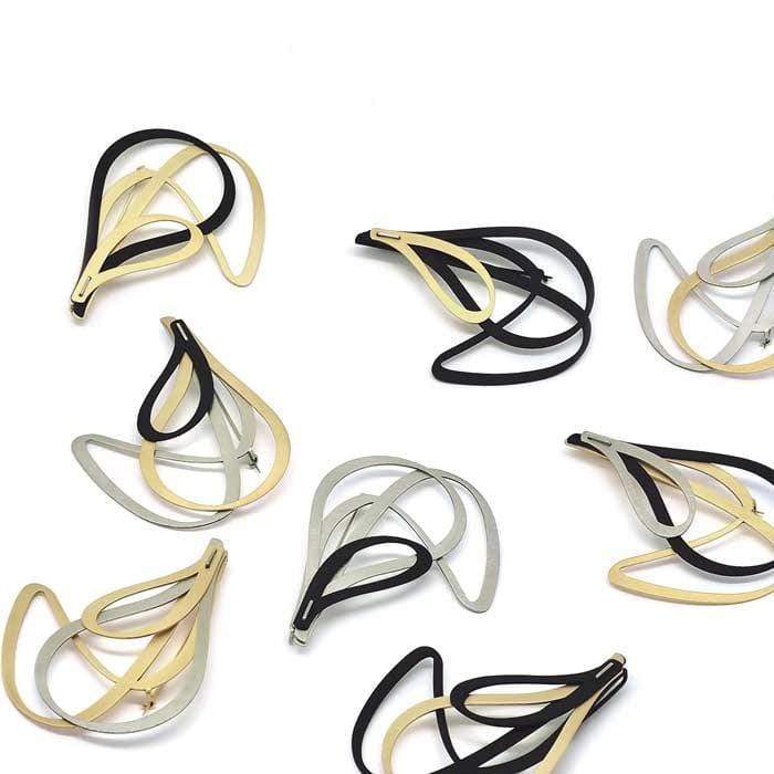 X2 Twist Brooch - Raw/ Black/ Gold - inSync design